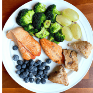 A plate of colorful vegetables and fruits, suitable for a lectin-free diet